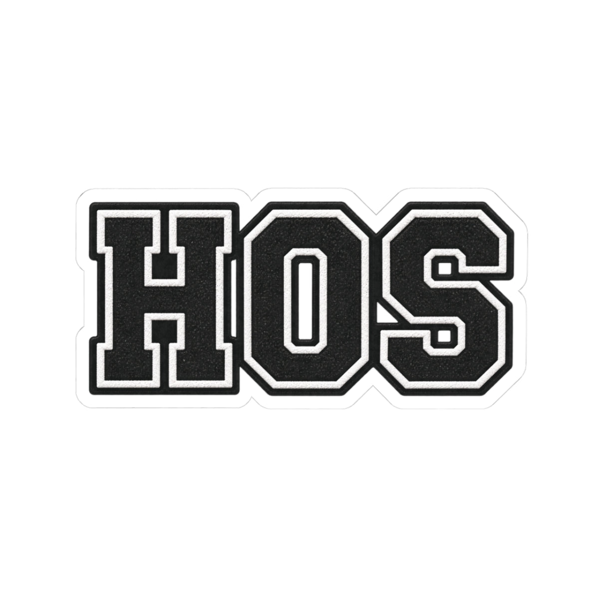 HOS Varsity Letter Kiss-Cut Sticker — Black Athletic Lettering Decal
