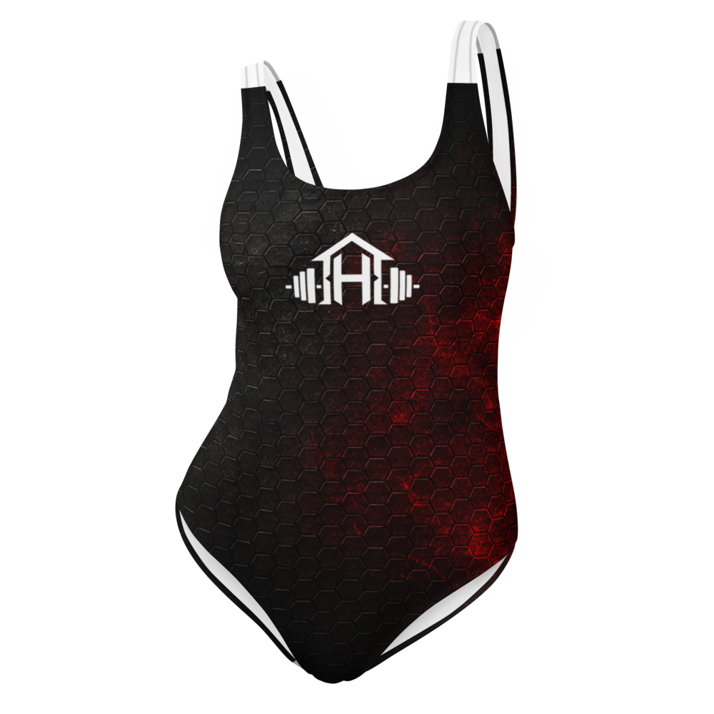 One-Piece Swimsuit "Honeycomb Red" 092